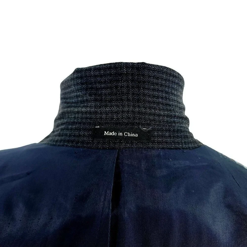 Pronto Uomo Platinum Wool 2 Button Sport Coat 42R Blue Check Tagged 44L See Desc
